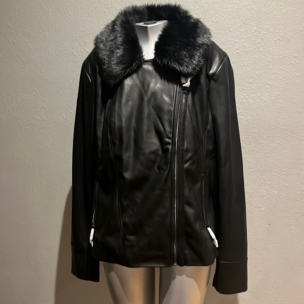 Jason Wu faux fur Collar biker jacket
